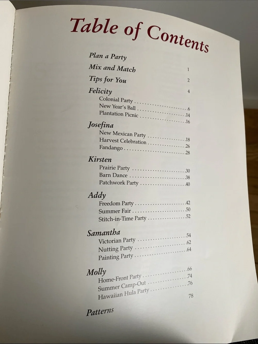 The American Girls Party Book 1998